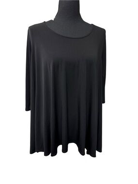The ZigZag Stripe Black Swing Tunic Top Flowy Stretch Casual Chic Plus